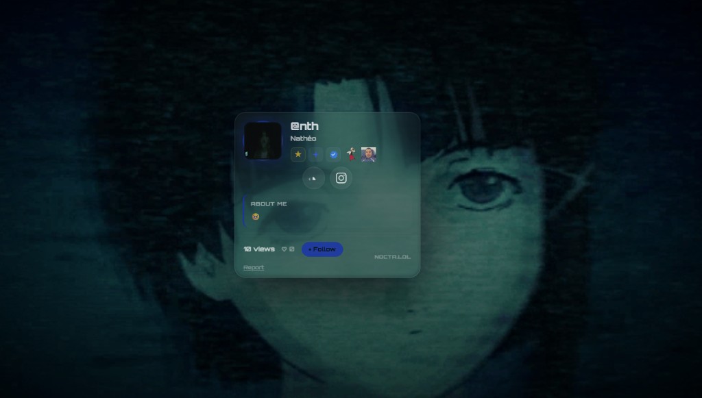 nocta.lol profile with glass card